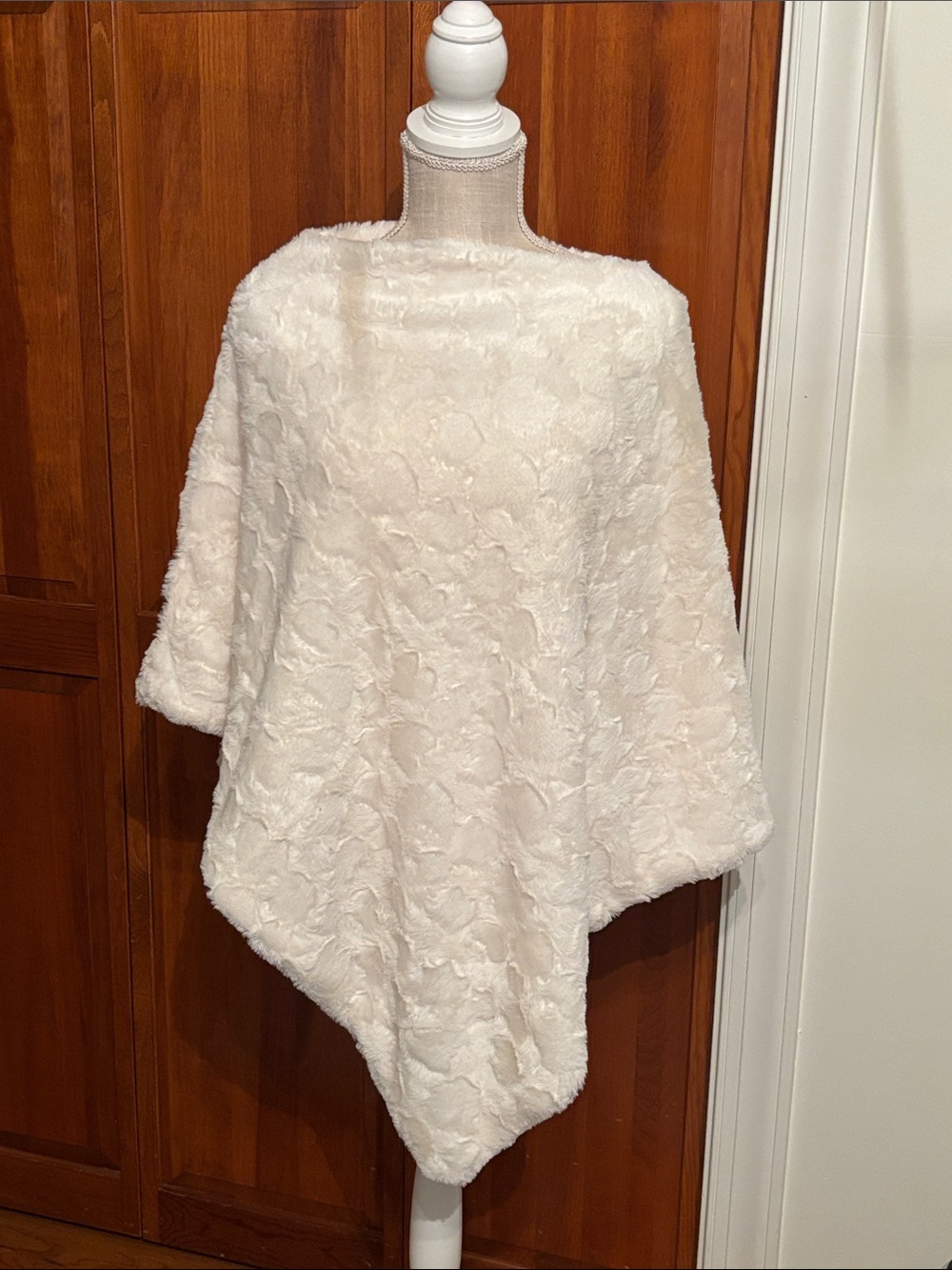 Cozy Plush Ivory Poncho
